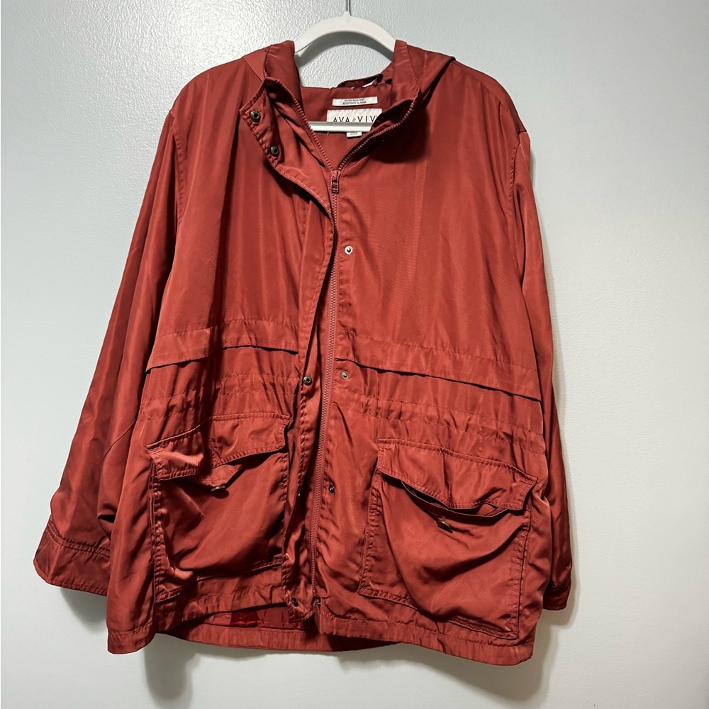 Ava & Viv Water Resistant Rain Coat in Burgundy Red 4X